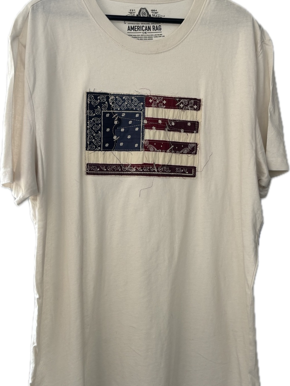 NWT American Rag Men's Cream Graphic Flag T-Shirt